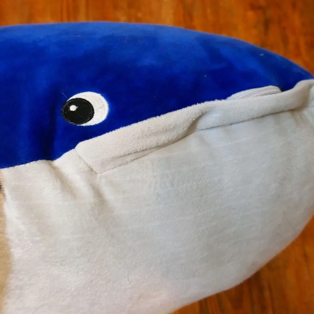 Blue Whale Plush Stuffed Animal Toy 39” Stuffed Zipper Mouth IKEA Blavingad
